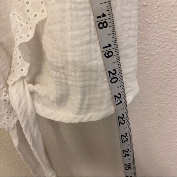 Tribal Jeans Sleeveless Tie Front white cotton muslin gauze Blouse boho Lace S - Picture 5 of 8